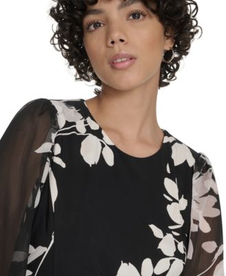 Women's Sheer Balloon Sleeve Dress