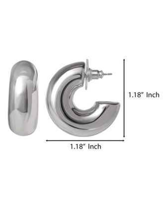 Silver Chunky Hoop Earrings