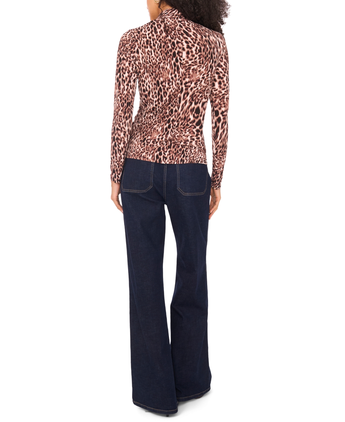 Vince Camuto Women's Animal Print Long-Sleeve Faux-Wrap Top