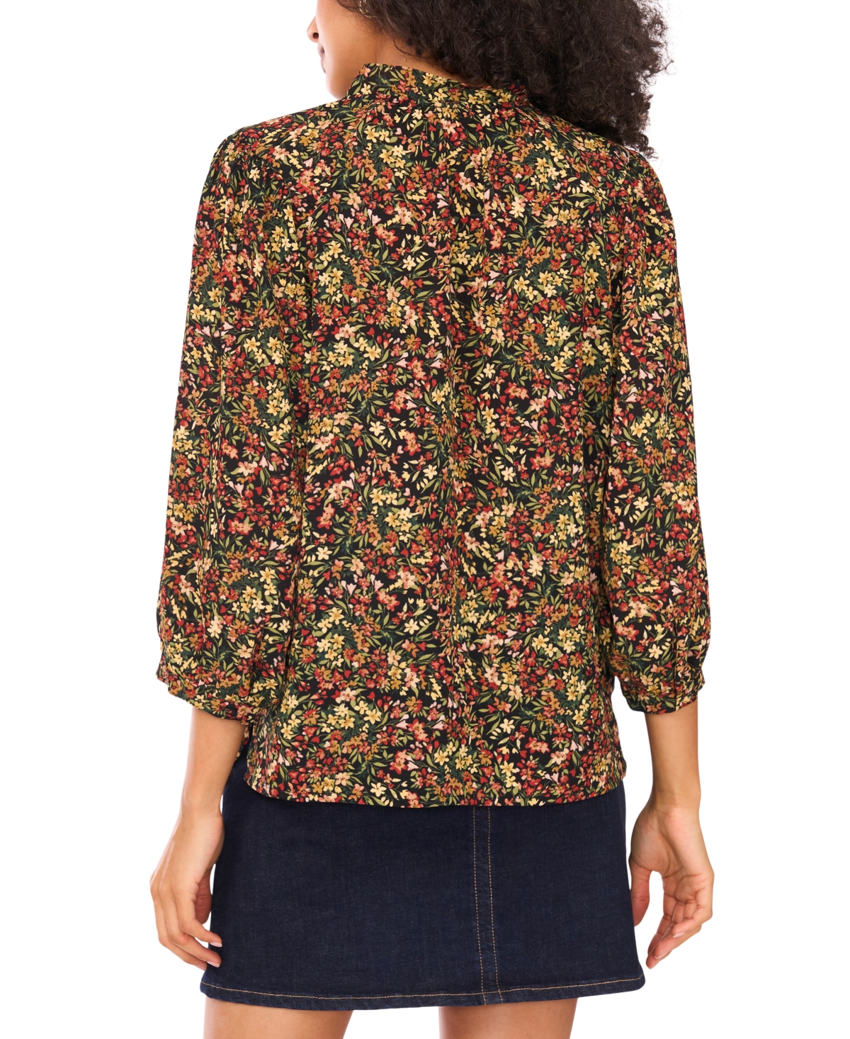Vince Camuto Women's Floral Split-neck 3/4-sleeve Blouse In Multi