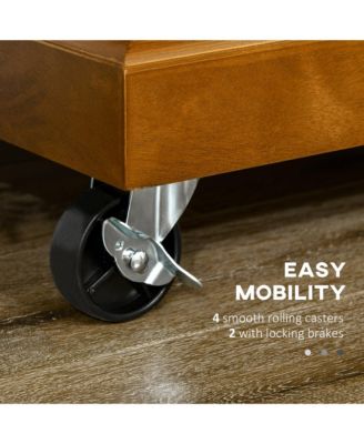 Brown Kitchen Island: Modern Rolling Cart with Drawer & Towel Racks