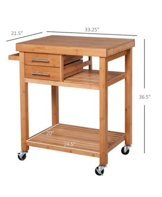 Bamboo Kitchen Organizer: Utility Cart with Drawers and Shelves