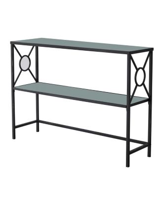 Loyd Metal with Glass Shelf Console Table, Black/Brushed Copper