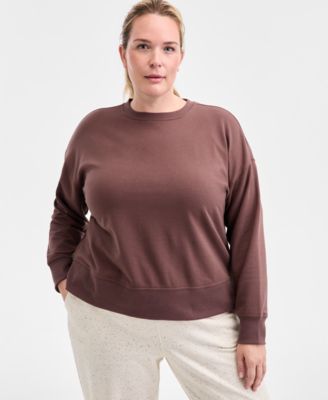 Plus Size Relaxed Crewneck Fleece Sweatshirt