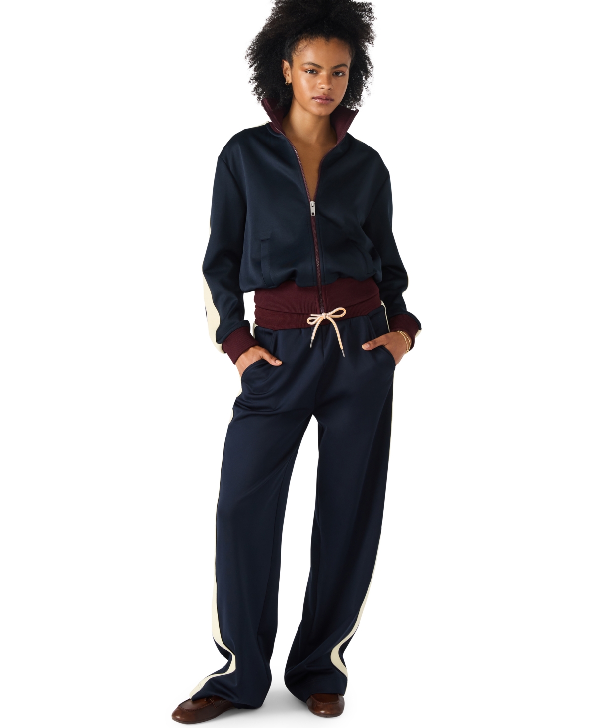 Steve Madden Daisy Colorblock Track Jacket In Blue