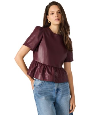 Women's Emeline Faux Leather Collar Top