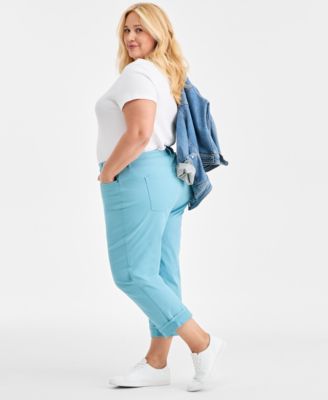 Plus Size Curvy Roll-Cuff Capri Jeans, Created for Macy's