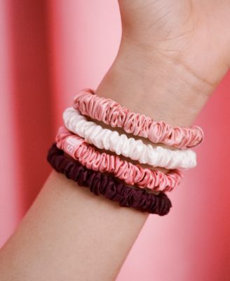 4-Pc. Pure Silk Candy Cane Skinny Scrunchies Set