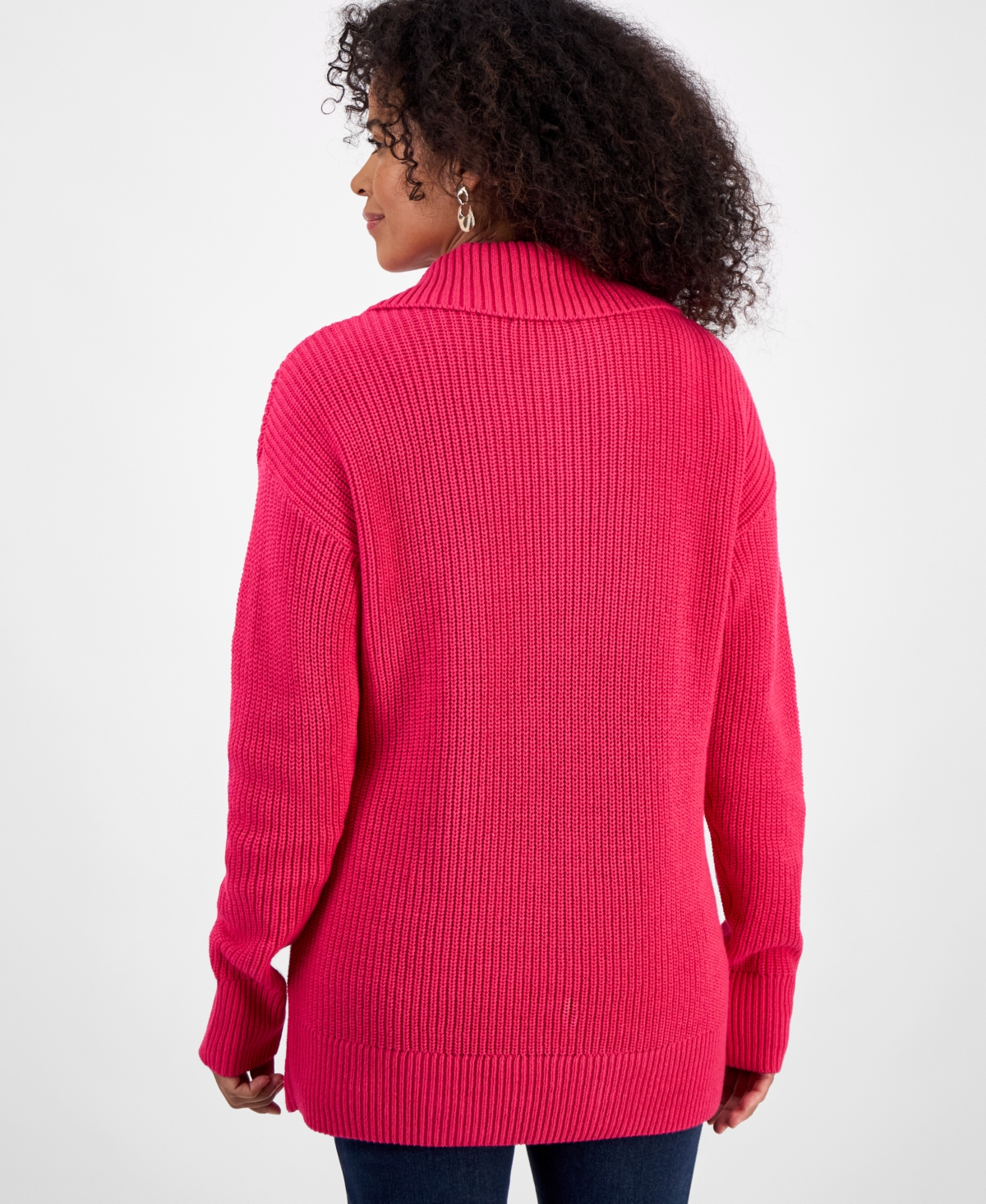 Style & Co Women's Quarter-zip Cable-knit Sweater, Macy's Exclusive In Pink