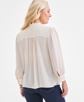 Women's Printed Pintuck Blouse