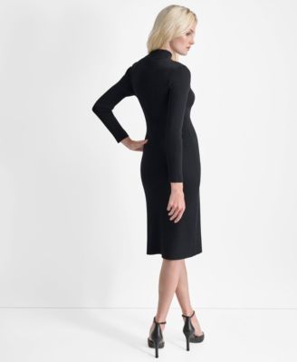 Women's Long Sleeve Mock Neck Midi Sweater Dress