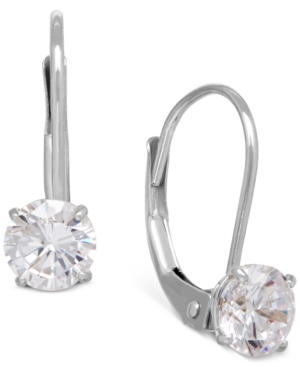 image of Solitaire Cubic Zirconia Hoop Earrings in 14k Yellow, White, or Rose Gold