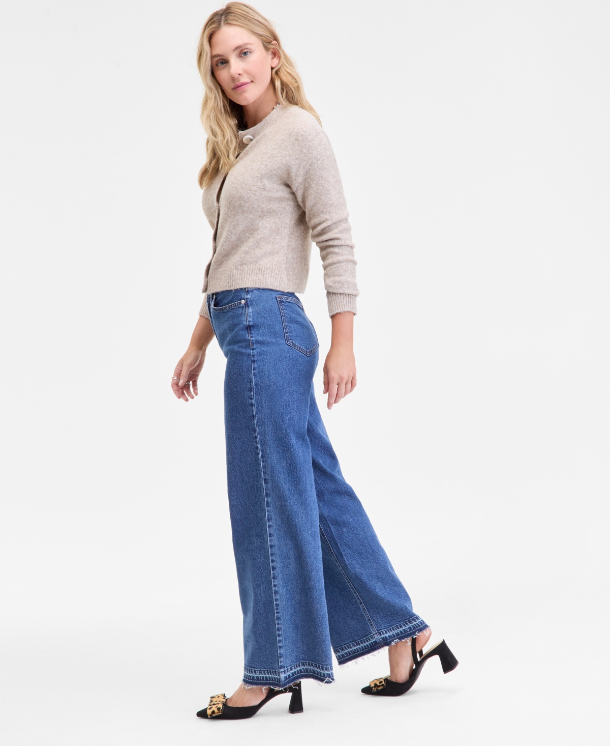 On 34th Women's Wide-leg Released-hem Jeans, Macy's Exclusive