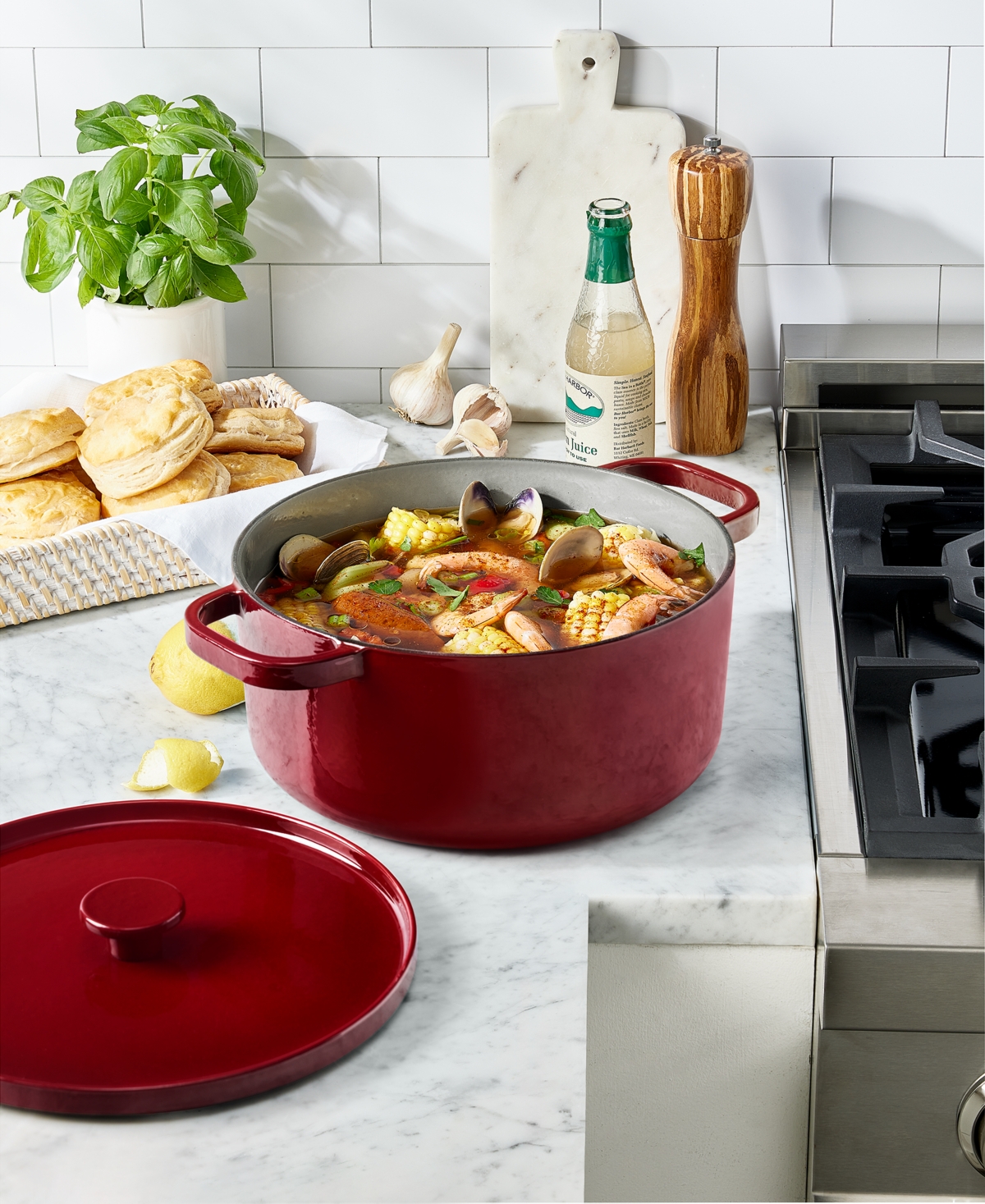 The Cellar Enameled Cast Iron 6-qt. Dutch Oven, Exclusively At Macy's In Burgundy