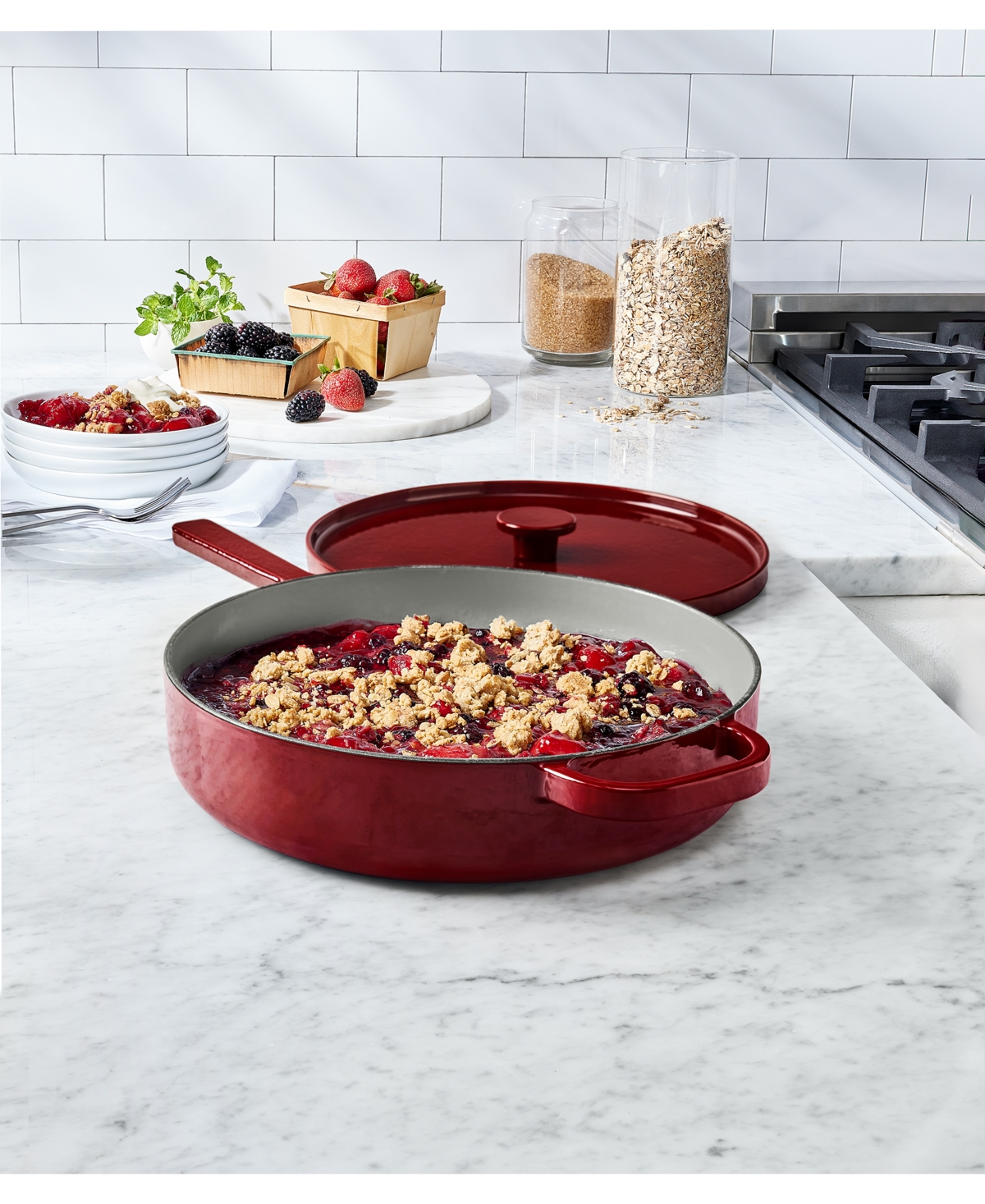 The Cellar Enameled Cast Iron 3.5-qt. Bordeaux Braiser, Exclusively At Macy's In Burgundy