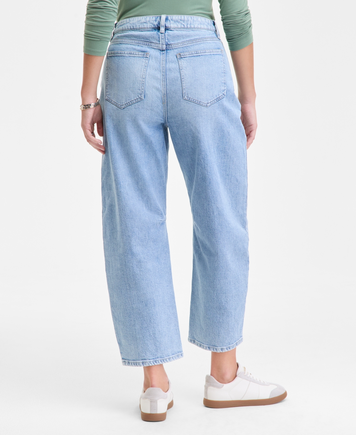 On 34th Women's Cropped High-rise Barrel-leg Jeans, Macy's Exclusive In Blue