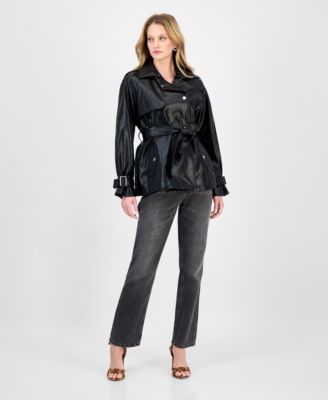 Women's Marika Faux Leather Trench Coat