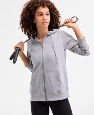 Women's Relaxed Zip-Front Long-Sleeve Fleece Hoodie, Created for Macy's