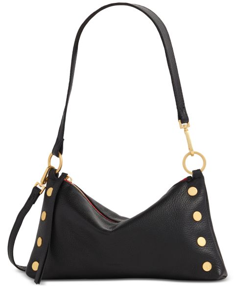 Женская сумка Hammitt Kyle Pebbled Leather Small Crossbody Handbag, цвет: Чёрный / Золотой