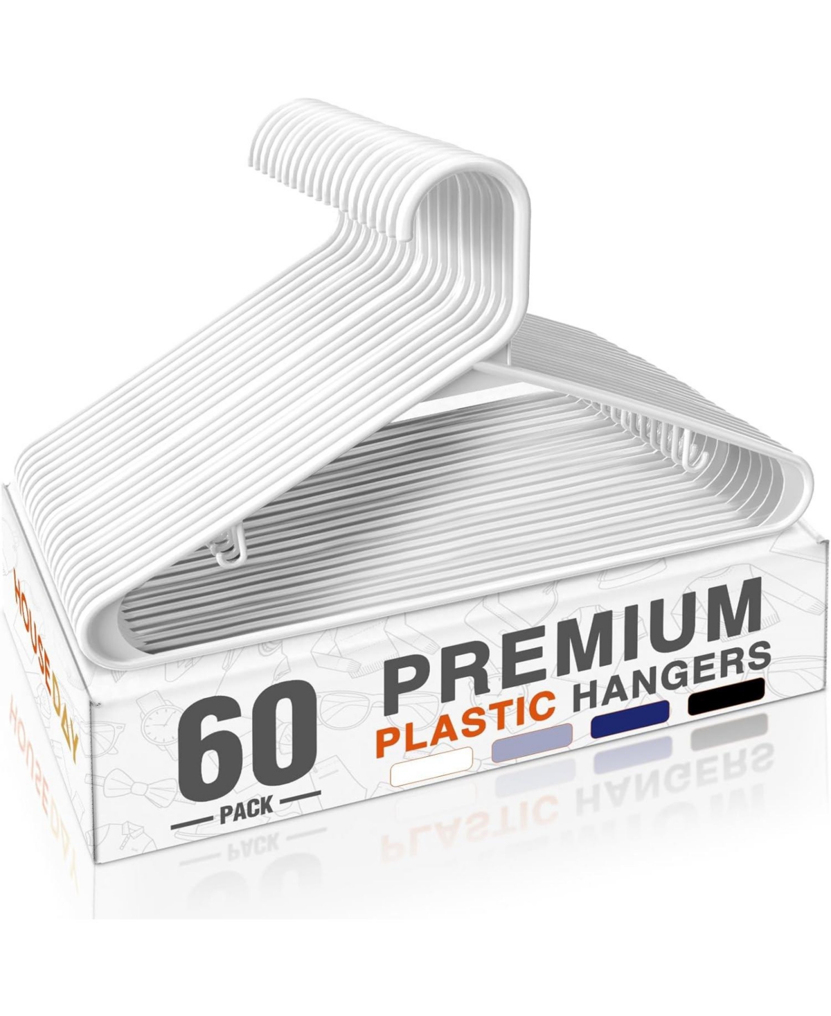 16.5x9.3 Inch Plastic Hangers 60 Pack - Black