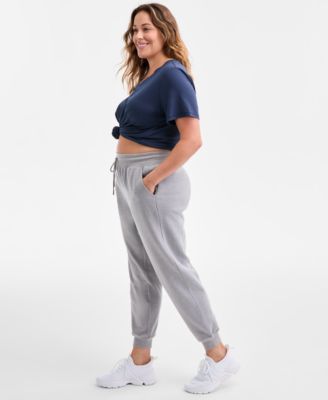 Plus Size Relaxed High-Rise Fleece Joggers, Macy's Exclusive 