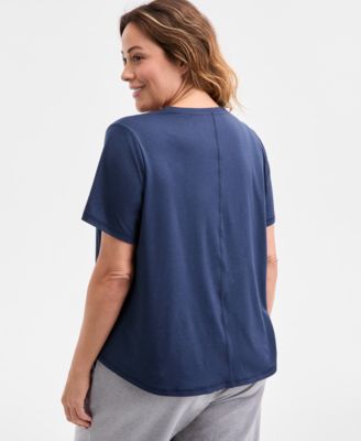 Plus Size Curved-Hem V-Neck Top, Created for Macy's