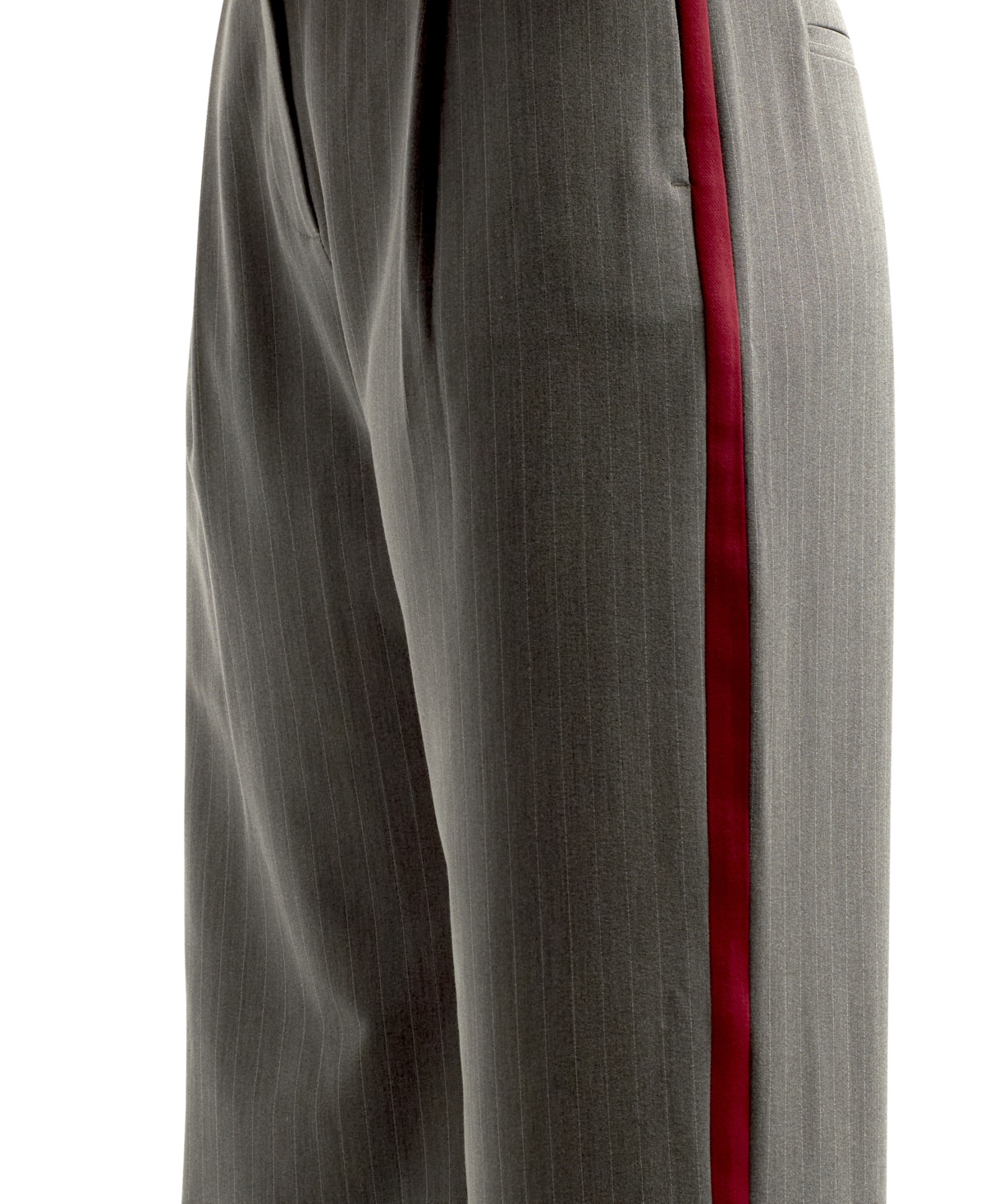 Bcx Juniors High-rise Pinstripe Wide-leg Pants In Gray