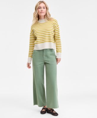 Women's Striped Mock Neck Sweater