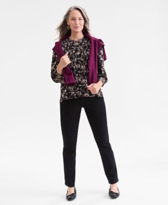 Women's Printed Pintuck Blouse, Macy's Exclusive