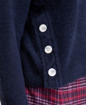 Women's Side-Button Crewneck Sweater, Macy's Exclusive
