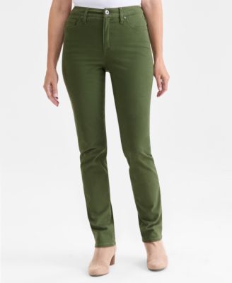 Women's Straight-Leg High Rise Twill Pants, 2-28W, Created for Macy's