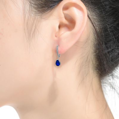 Elegant Sterling Silver Dangling Pear-Shaped Cubic Zirconia Earrings