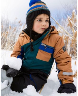 Boy One-Piece Play Snowsuit with Print and Color blocking