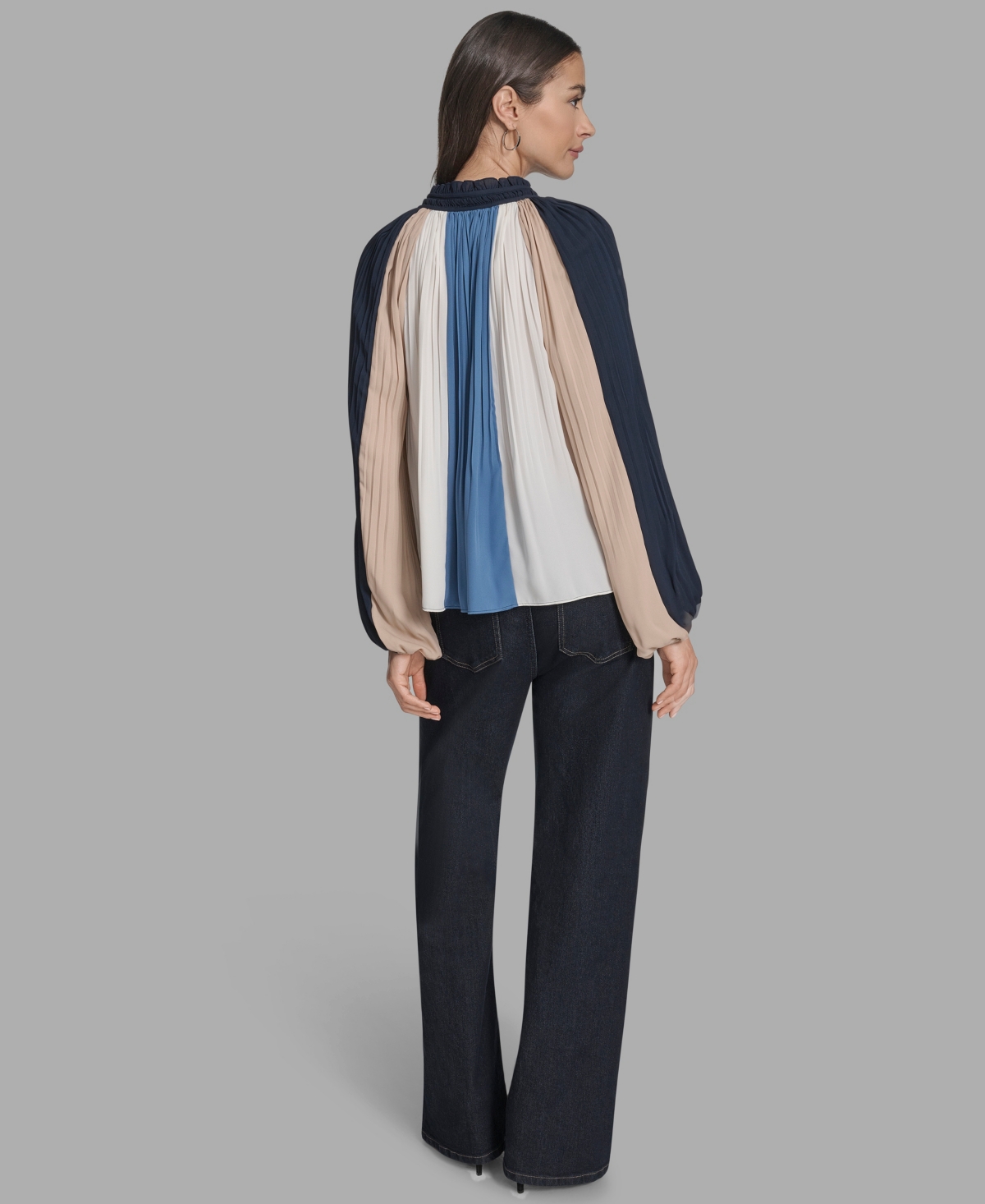 Bcbg Women's Long Sleeve Pleated Top In Blue