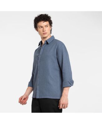 Men's Lapis Blue Waffle-Knit Shirt