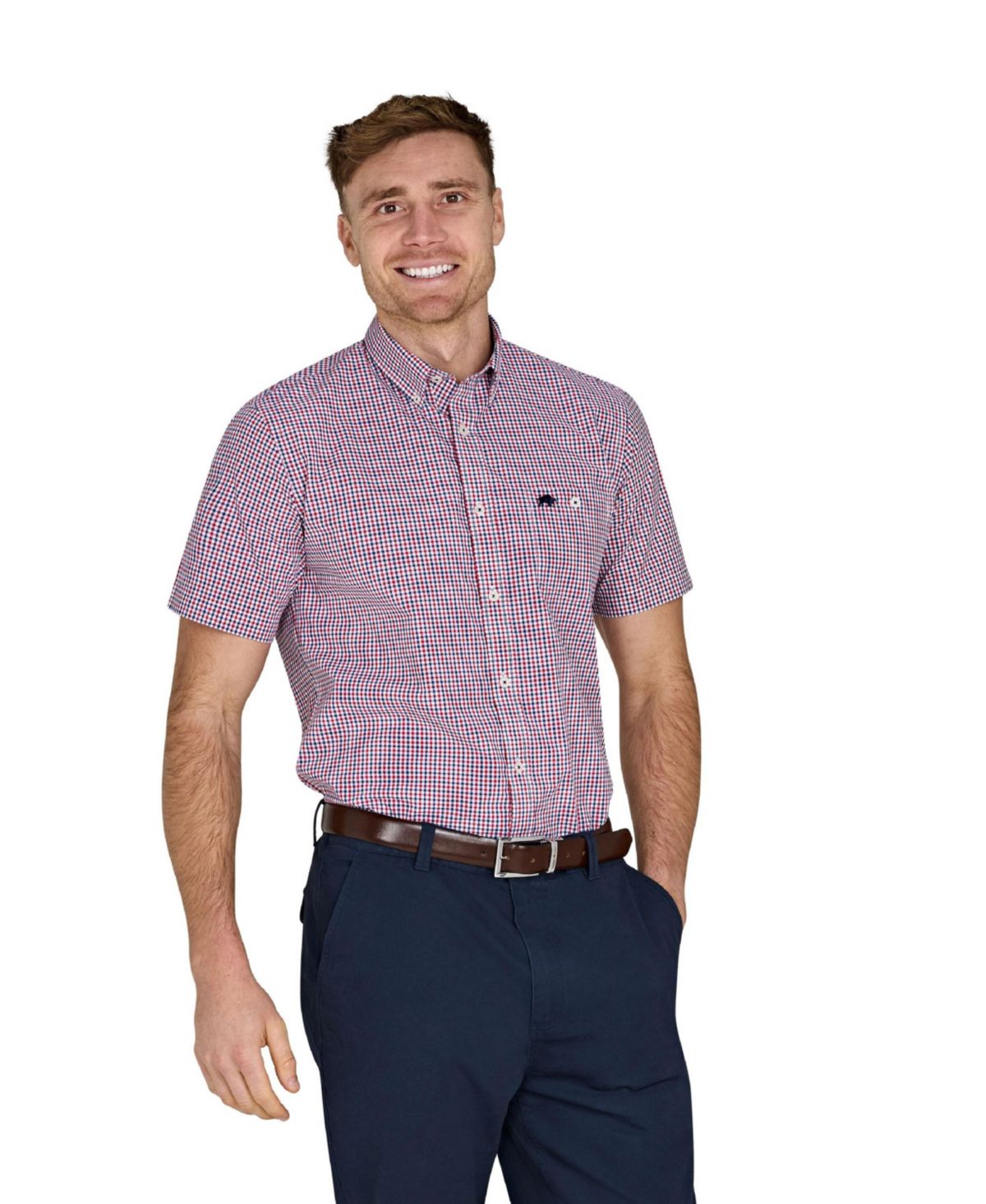 Рубашка из поплина в крупную и высокую клетку с коротким рукавом