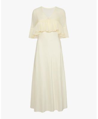 Ruffle Shawl Collar Maxi Dress