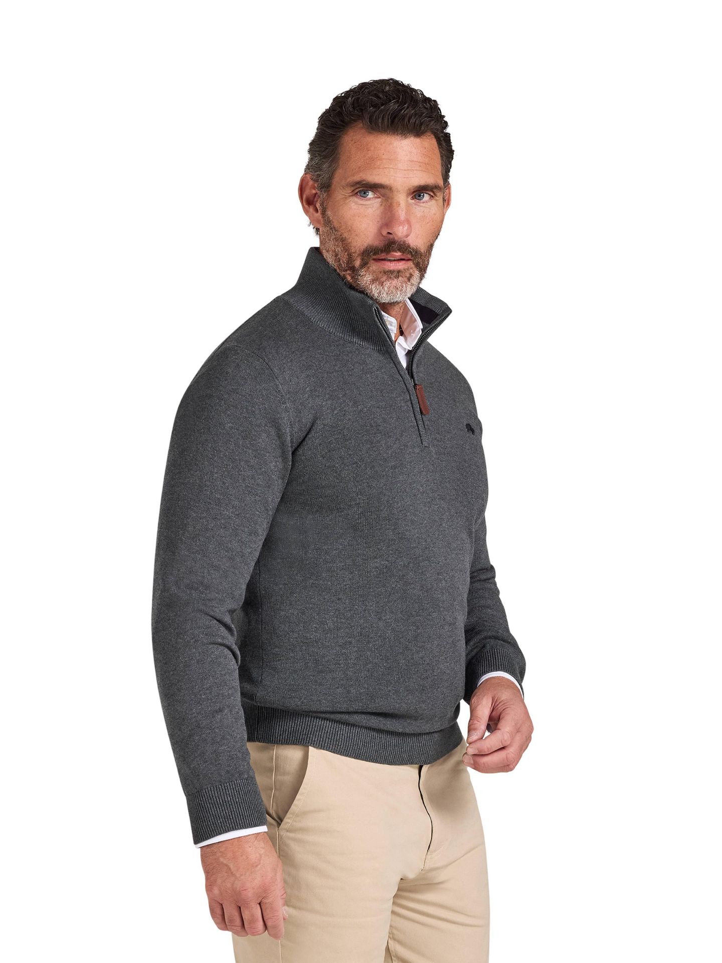 Мужской свитер Raging Bull Quarter Zip Cashmere Blend, цвет: Угольный — фото 6