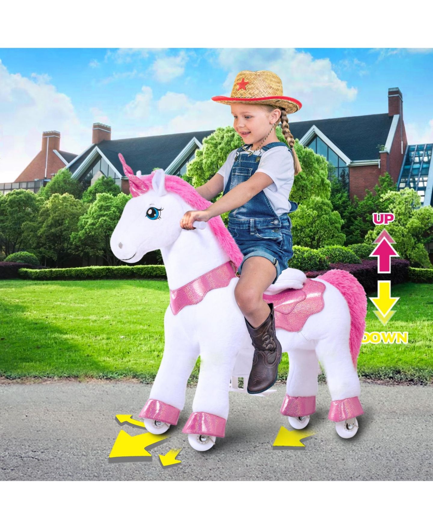 Детская игрушка PonyCycle Model E Unicorn Ride-On, Ages 4-7, цвет: Розовый — фото 3