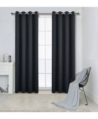 100% Hotel Blackout Thermal Insulated Grommet Curtains (2 Pack)