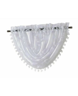Custom Scroll Sheer Voile Waterfall Window Curtain Valances - 57 in. W x 37 in. L