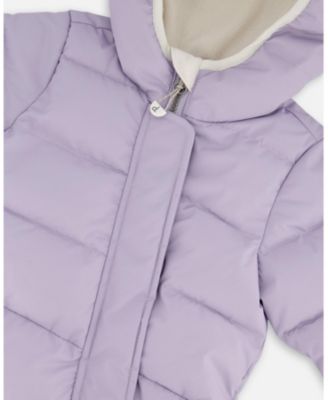 Baby Girls One-Piece Cloud Compressible Snowsuit Designed for Car Seat Purple Gray