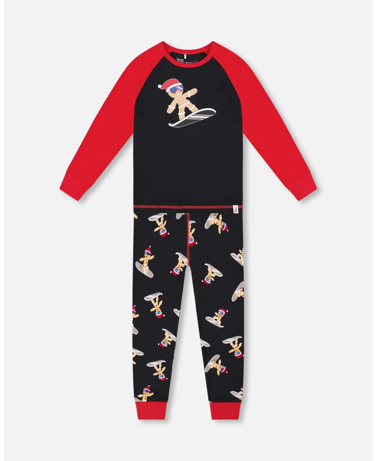 Deux par Boy Two-Piece Cotton Pajama Set Black Cookie Print