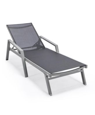 Marlin Patio Chaise Lounge Chair With Armrests in Grey Aluminum Frame, Set of 2