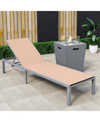 Grey Aluminum Outdoor Patio Chaise Lounge Chair