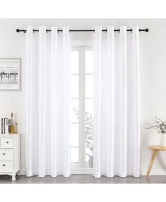 2 Piece Sheer Voile Faux Silk Spring & Summer Grommet Top Curtain Panels