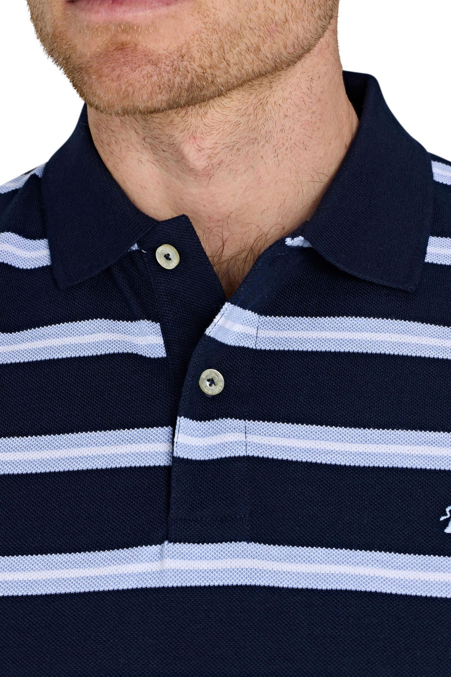 Мужское поло Raging Bull Triple Stripe Birdseye Polo, цвет: Тёмно-синий — фото 4