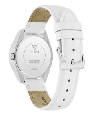 Women's White Silver Tone Analog Watch, 32mm