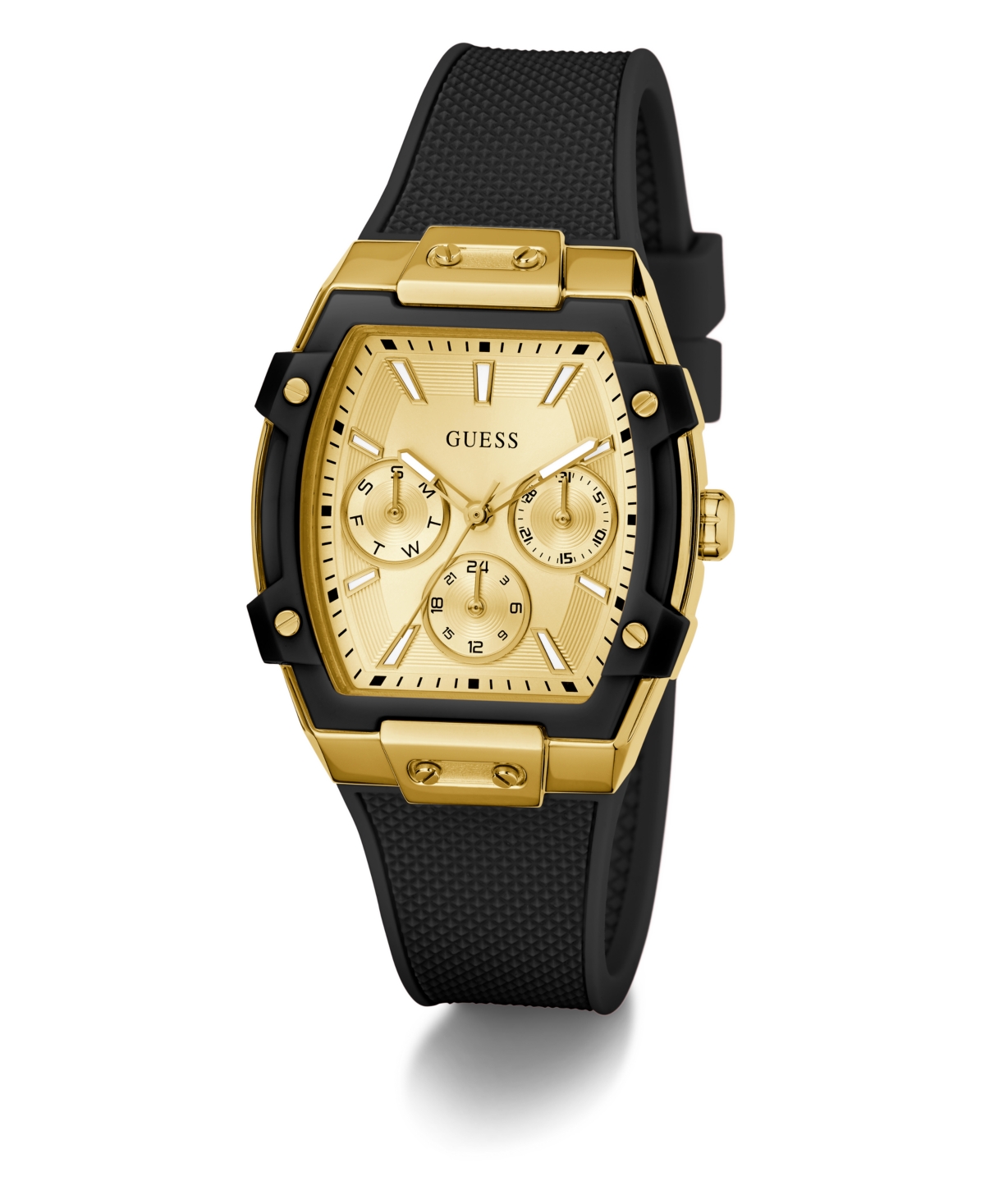 Guess Women's Black Gold Tone Multi-function Watch, 35mm In Gold