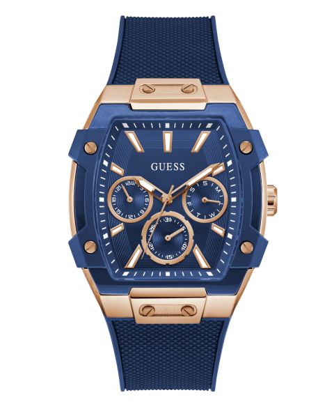 Мужские часы GUESS Blue Rose Gold Tone Multi-function Watch, 44mm